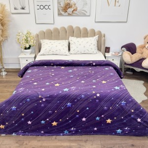 Patura pufoasa cocolino 200x230cm, 240g/mp, Mov, Stelute