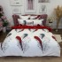 Lenjerie pat dublu, Finet, 6 piese, Alb, Rosu, pene [2]