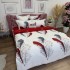 Lenjerie pat dublu, Finet, 6 piese, Alb, Rosu, pene [3]
