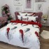 Lenjerie pat dublu, Finet, 6 piese, Alb, Rosu, pene [4]
