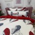 Lenjerie pat dublu, Finet, 6 piese, Alb, Rosu, pene [5]