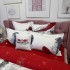Lenjerie pat dublu, Finet, 6 piese, Alb, Rosu, pene [6]
