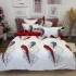 Lenjerie pat dublu, Finet, 6 piese, Alb, Rosu, pene [10]