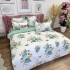 Lenjerie pat dublu, Finet, 6 piese, Alb, Verde, flori [3]