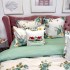 Lenjerie pat dublu, Finet, 6 piese, Alb, Verde, flori [6]