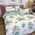 Lenjerie pat dublu, Finet, 6 piese, Alb, Verde, flori [7]