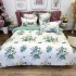 Lenjerie pat dublu, Finet, 6 piese, Alb, Verde, flori [8]