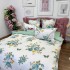 Lenjerie pat dublu, Finet, 6 piese, Alb, Verde, flori [9]