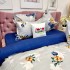 Lenjerie pat dublu, Finet, 6 piese, Albastru, flori [7]