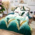 Lenjerie pat dublu, Finet, 6 piese, Verde, pene [4]