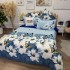 Lenjerie pat dublu, Finet, 6 piese, Albastru, flori [4]