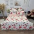 Lenjerie pat dublu, Finet, 6 piese, Alb, Roz, flori [3]
