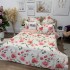 Lenjerie pat dublu, Finet, 6 piese, Alb, Roz, flori [5]