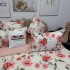 Lenjerie pat dublu, Finet, 6 piese, Alb, Roz, flori [7]