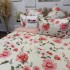 Lenjerie pat dublu, Finet, 6 piese, Alb, Roz, flori [9]