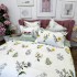 Lenjerie pat dublu, Finet, 6 piese, Alb, Verde,  flori [5]