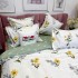 Lenjerie pat dublu, Finet, 6 piese, Alb, Verde,  flori [6]