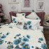Lenjerie pat dublu, Finet, 6 piese, Alb, Bleu, flori [5]