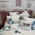 Lenjerie pat dublu, Finet, 6 piese, Alb, Bleu, flori [6]