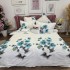 Lenjerie pat dublu, Finet, 6 piese, Alb, Bleu, flori [8]