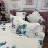 Lenjerie pat dublu, Finet, 6 piese, Alb, Bleu, flori [12]