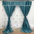 Set 3 metri de 2 bucati de Draperie BlackOut, Pearls, 150cm latime x 270cm înălțime, cu rejansa pt sina, Turquoise cu Sclipici [2]