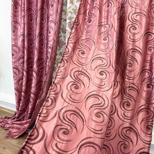 Set 2 bucati de Draperie Jacquard, Spiral, 150cm latime x 270cm înălțime, cu rejansa pt sina, Roz