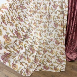 Perdea Iris Roz din matase imprimata, 400cm latime x 270cm inaltime cu rejansa pt sina