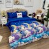 Lenjerie pat dublu, cearsaf clasic, 4 piese, Albastru, unicorni [3]