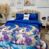 Lenjerie pat dublu cu Elastic, bumbac satinat, Albastru, unicorni [10]