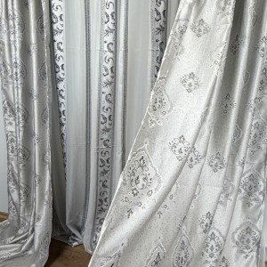 Set 2 bucati de Draperie Jacquard, Royal, 150cm latime x 270cm înălțime, cu rejansa pt sina, Gri mediu