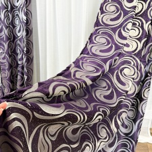 Set 2 bucati de Draperie Jacquard, Spiral, 150cm latime x 270cm înălțime, cu rejansa pt sina, Mov