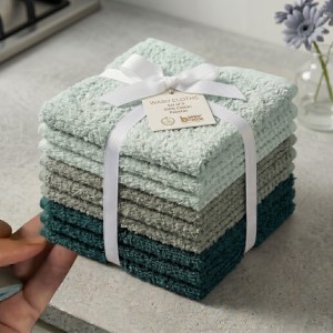 Set 9 prosoape mici 30x30cm, din 100% bumbac pakistanez,  350g, Rice, Verde