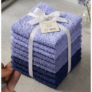 Set 9 prosoape mici 30x30cm, din 100% bumbac pakistanez,  350g, Rice, Albastru