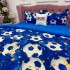 Lenjerie pat dublu cu Elastic, bumbac satinat, Albastru, mingii de fotbal [5]