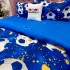 Lenjerie pat dublu, cearsaf clasic, 4 piese, Albastru, mingii de fotbal [6]