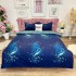 Lenjerie pat dublu cu Elastic, bumbac satinat, Albastru, stelute, note muzicale [2]