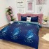 Lenjerie pat dublu, bumbac satinat, cearsaf clasic, 4 piese, Albastru, Albastru, stelute, note muzicale [3]