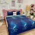Lenjerie pat dublu cu Elastic, bumbac satinat, Albastru, stelute, note muzicale [4]