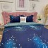 Lenjerie pat dublu, bumbac satinat, cearsaf clasic, 4 piese, Albastru, Albastru, stelute, note muzicale [5]