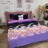 Lenjerie pat dublu, bumbac satinat, cearsaf clasic, 4 piese, Albastru, Mov, unicorni [3]