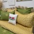 Lenjerie pat dublu,  FINET, 6 piese, cu ELASTIC, Jojo Home, Verde, albinute [7]