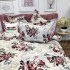 Lenjerie pat dublu, Finet, 6 piese, Bej, flori [5]