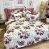 Lenjerie pat dublu, Finet, 6 piese, Bej, flori [7]