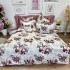 Lenjerie pat dublu, Finet, 6 piese, Bej, flori [8]
