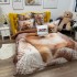 Lenjerie pat dublu, FINET, Imprimeu Digital 5D - Identic cu poza, Cu ELASTIC, 6 piese, Pucioasa, Crem, pomeranian [6]