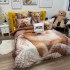 Lenjerie pat dublu, FINET, Imprimeu Digital 5D - Identic cu poza, Cu ELASTIC, 6 piese, Pucioasa, Crem, pomeranian [7]