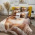 Lenjerie pat dublu, FINET, Imprimeu Digital 5D - Identic cu poza, Cu ELASTIC, 6 piese, Pucioasa, Crem, pomeranian [8]