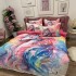 Lenjerie pat dublu, FINET, Imprimeu Digital 5D - Identic cu poza, Cu ELASTIC, 6 piese, Pucioasa, Roz, unicorn [7]