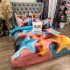 Lenjerie pat dublu, FINET, Imprimeu Digital 5D - Identic cu poza, Cu ELASTIC, 6 piese, Pucioasa, Roz, Bleu stelute pufoase [6]